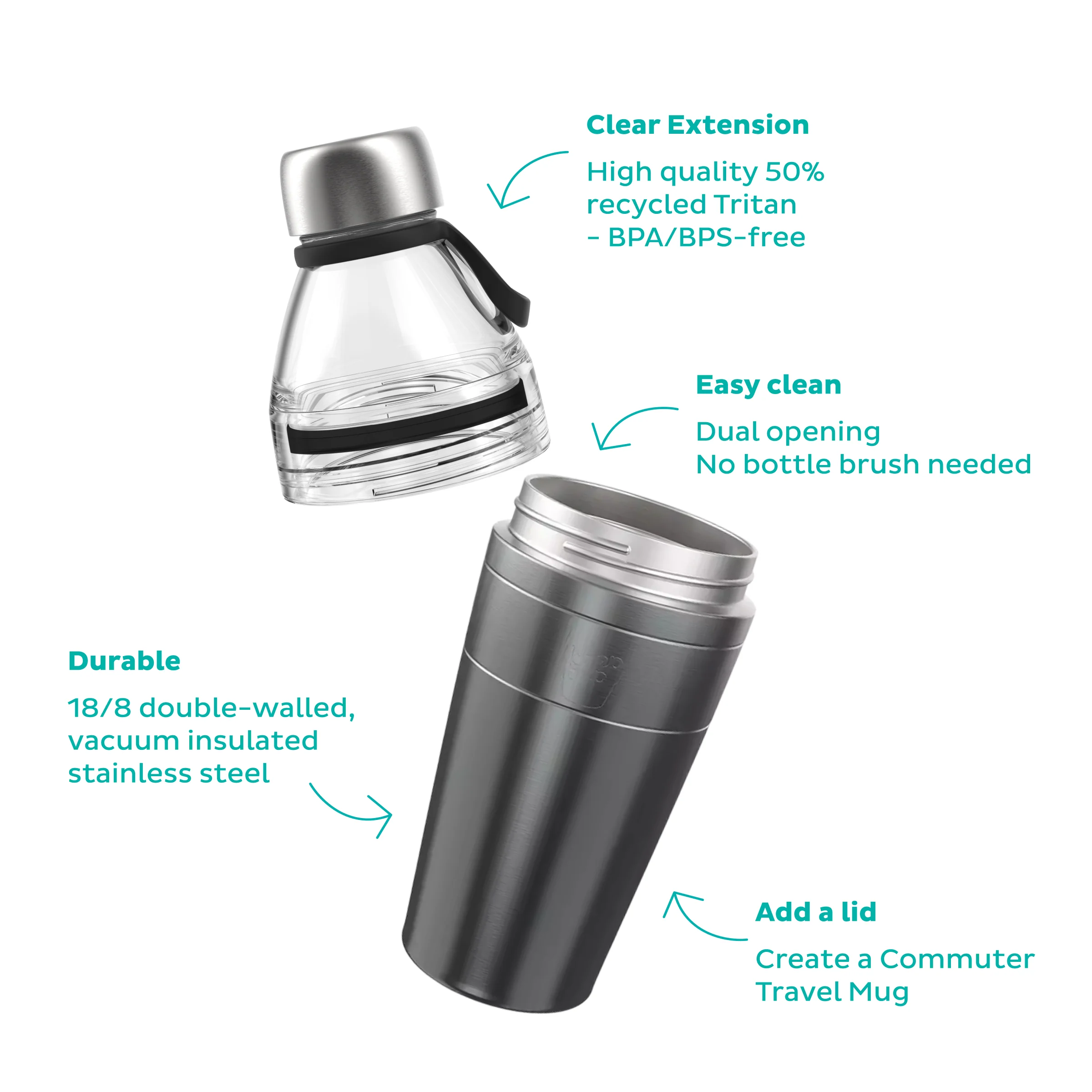 Helix Bottle Clear Top - 22oz | Fuchsia - Image 3